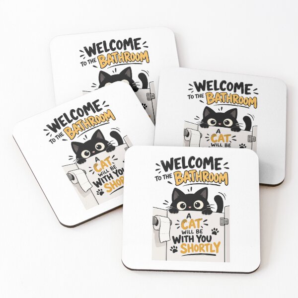 Item preview, Welcome to the Bathroom A Cat Will Be With You Shortly Funny Black Cat Graphic designed and sold by The Upside Down.