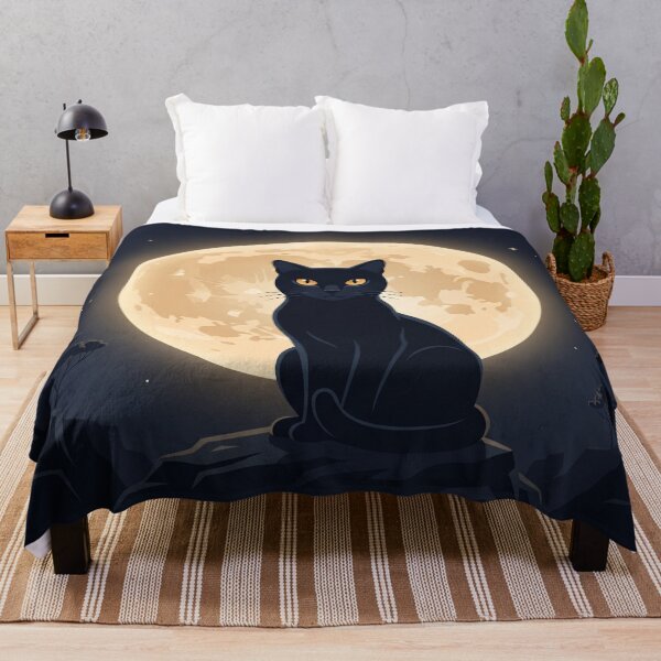 Aperçu de l'œuvre Respect the Familiar – Black Cat and Full Moon créée et vendue par Art for your Soul.