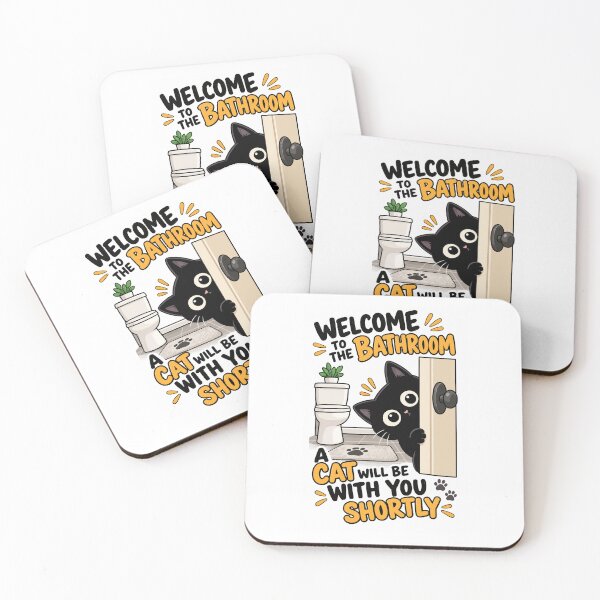 Item preview, Welcome to the Bathroom A Cat Will Be With You Shortly Funny Black Cat Graphic designed and sold by The Upside Down.