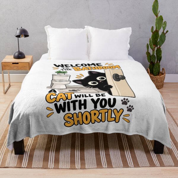 Item preview, Welcome to the Bathroom A Cat Will Be With You Shortly Funny Black Cat Graphic designed and sold by The Upside Down.