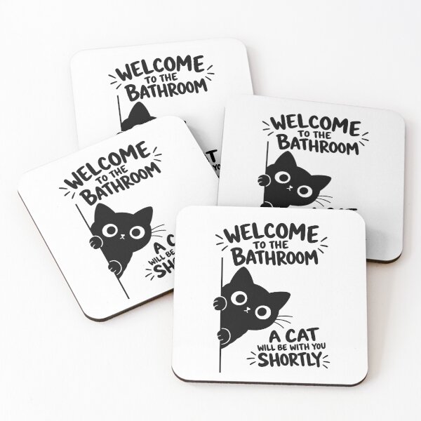 Item preview, Welcome to the Bathroom A Cat Will Be With You Shortly Funny Black Cat Graphic designed and sold by The Upside Down.