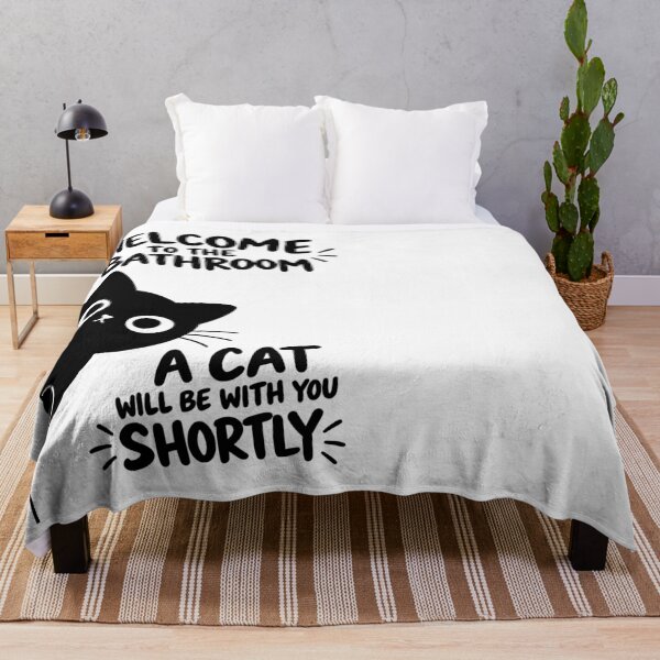 Item preview, Welcome to the Bathroom A Cat Will Be With You Shortly Funny Black Cat Graphic designed and sold by The Upside Down.