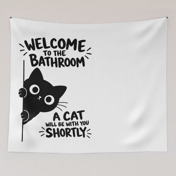 Item preview, Welcome to the Bathroom A Cat Will Be With You Shortly Funny Black Cat Graphic designed and sold by The Upside Down.