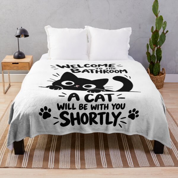 Item preview, Welcome to the Bathroom A Cat Will Be With You Shortly Funny Black Cat Graphic designed and sold by The Upside Down.