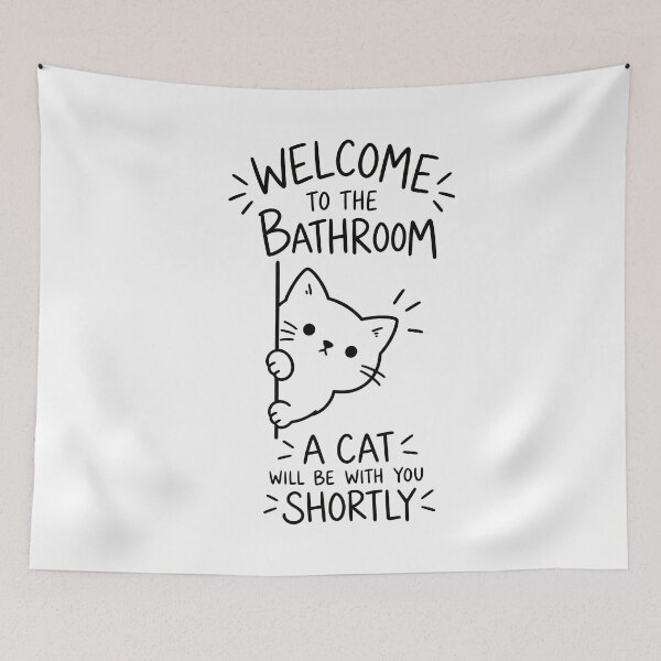 Item preview, Welcome to the Bathroom A Cat Will Be With You Shortly Funny Black Cat Graphic designed and sold by The Upside Down.
