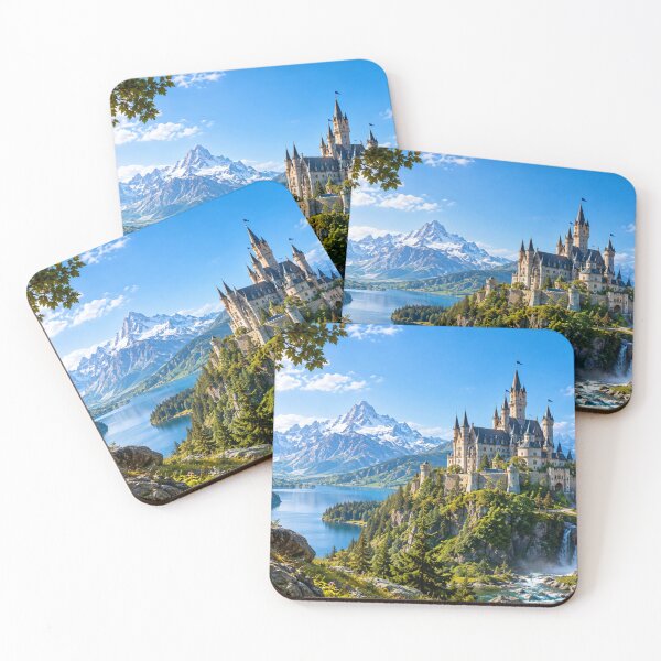 Artikelvorschau, Majestätische Bergsee-Fantasielandschaft entworfen und verkauft von DreamPrint Collective.