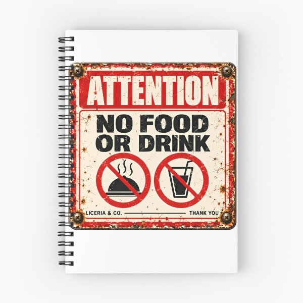 Item preview, Attention No Food Or Drink Vintage Warning Rules Sign designed and sold by SkeletonsDanger.