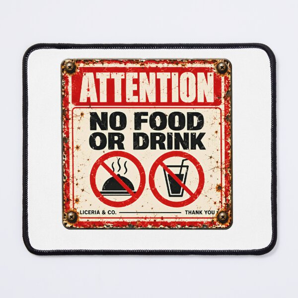 Item preview, Attention No Food Or Drink Vintage Warning Rules Sign designed and sold by SkeletonsDanger.