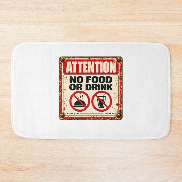 Item preview, Attention No Food Or Drink Vintage Warning Rules Sign designed and sold by SkeletonsDanger.