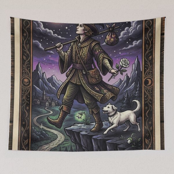 Item preview, The Fool Tarot Card - Gothic Night Walker Botanical Art designed and sold by LuxuryApparels.
