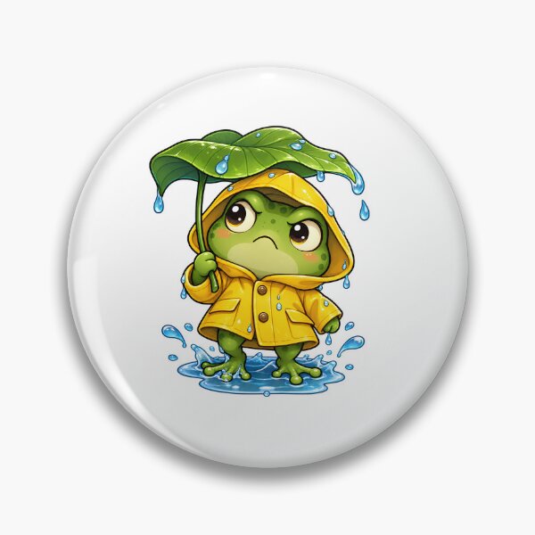 Artikelvorschau, Niedlicher Chibi-Frosch mit Blätterschirm – Lustige Kawaii-Tierkunst für Regentage entworfen und verkauft von VelvetArchives.