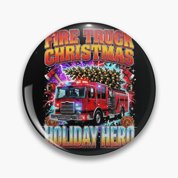 Item preview, Fire Truck Christmas Tree 90s Vintage Bootleg Rescue Art designed and sold by MTRBSK11.