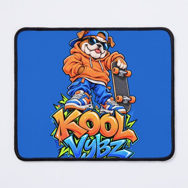 Item preview, KOOL Vybz Skater Bulldog – Blue & Orange Graffiti Streetwear designed and sold by digitalbob60.