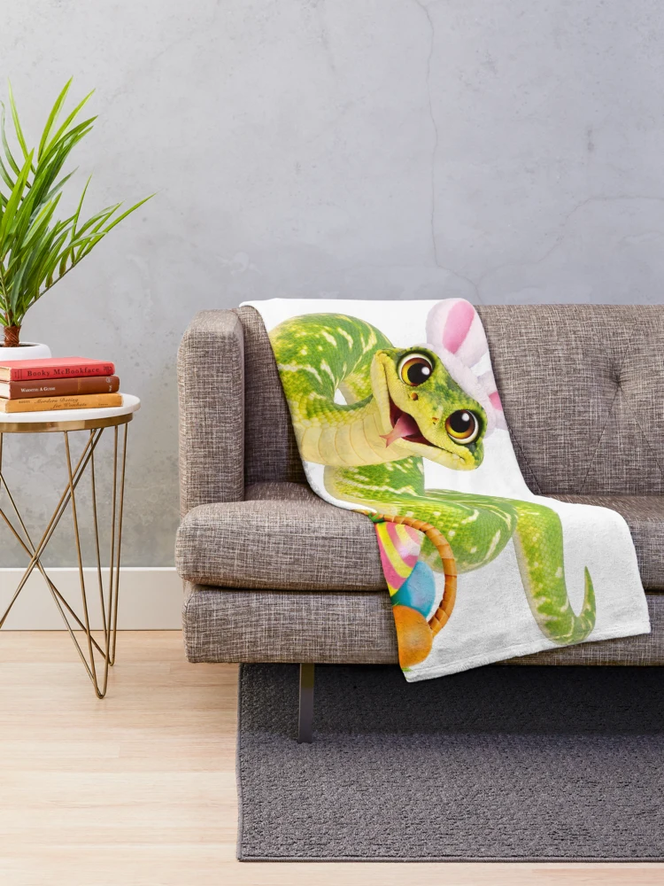 Thumbnail 2 of 6, Throw Blanket, Bright Green Tree Python Easter designed and sold by Sillytoe.