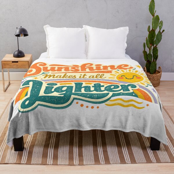 Item preview, Sunshine Makes It All Lighter Positive Retro Rainbow Happy Sun Quote Design designed and sold by inkoutninja.