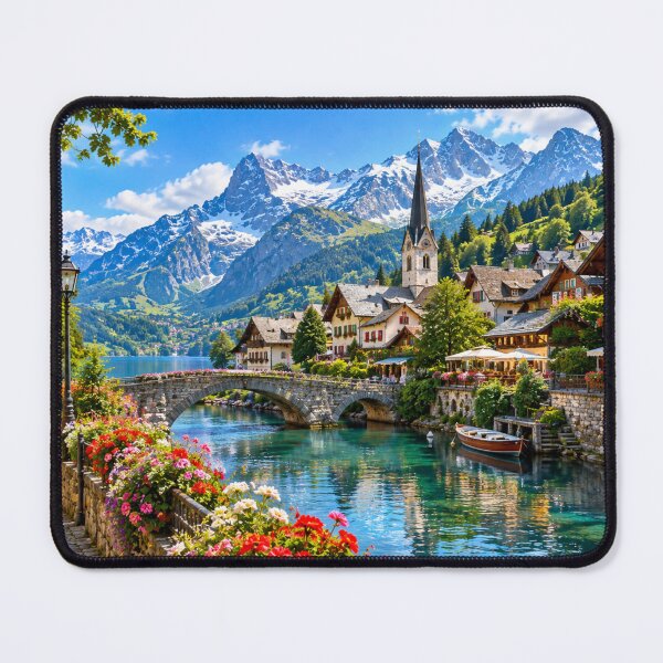 Item preview, Charming Mountain Town by the Lake designed and sold by DreamPrint Collective.