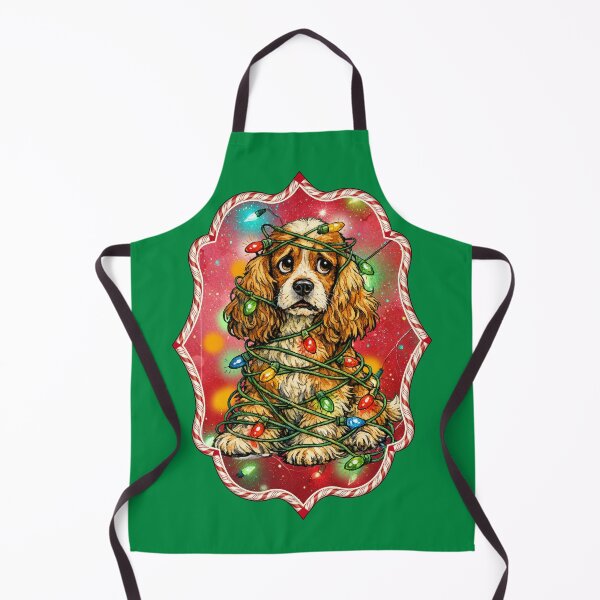 Item preview, Funny Dog Tangled in Christmas Lights Cocker Spaniel designed and sold by Lion and Lamb Design.