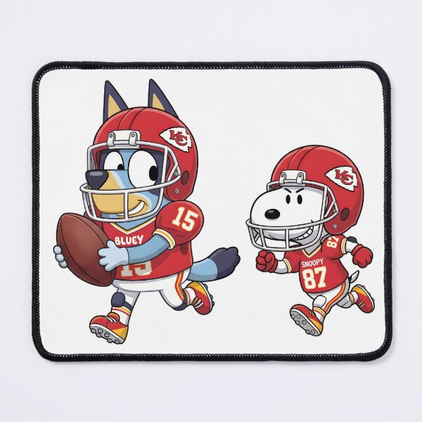 Item preview, Bluey And Snoopy Kansas City Chiefs Football Crossover designed and sold by DamianRoy88.