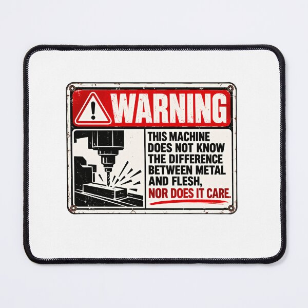Item preview, Warning This Machine Does Not Know The Difference Between Metal And Flesh Nor Does It Care Machinist Operator Safety designed and sold by SkeletonsDanger.