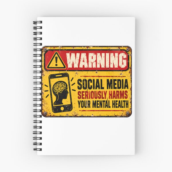 Item preview, Warning Social Media Seriously Harms Your Mental Health Digital Wellbeing Advocate designed and sold by SkeletonsDanger.