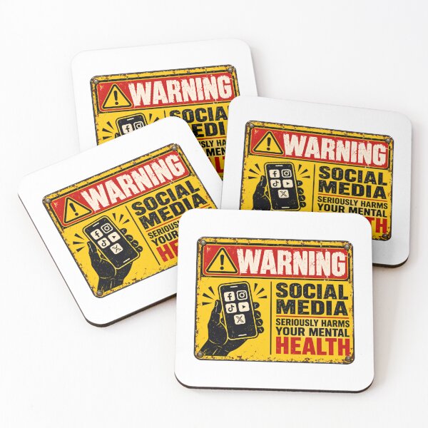Item preview, Warning Social Media Seriously Harms Your Mental Health Digital Wellness Awareness designed and sold by SkeletonsDanger.