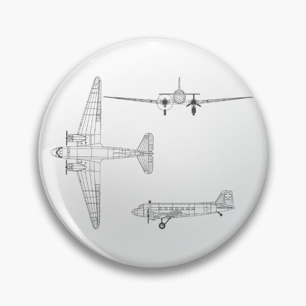 Aperçu de l'œuvre 3 vues Douglas DC-3 créée et vendue par PilotandPlane.