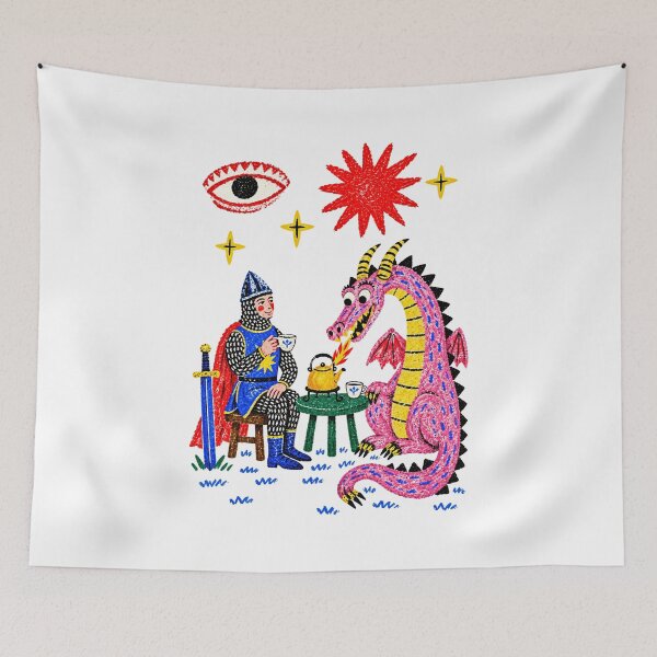 Item preview, Pink Dragon Knight Tea Party Whimsical Fantasy designed and sold by Ladicreatis.