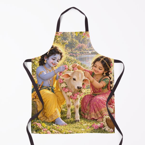 Item preview, Bala Krishna and Bala Radha Garlanding a Calf in Vrindavan designed and sold by Homyar.