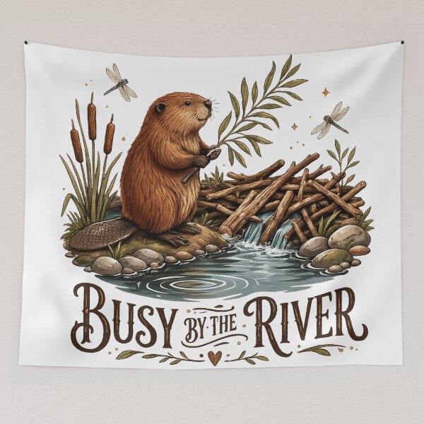 Artikelvorschau, Lebendige Umgebung am Fluss Beaver Dam, Waldlandschaft, Natur, Cottagecore-Design entworfen und verkauft von inkoutninja.