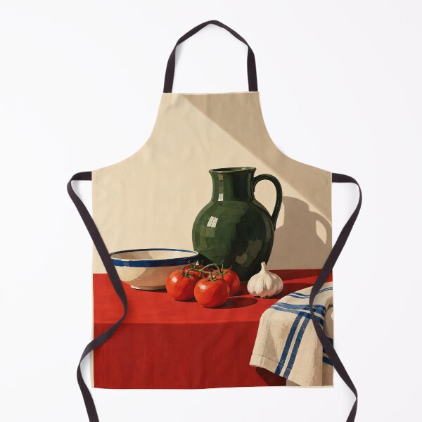 Item preview, The Red Table – Modern Mediterranean Kitchen Still Life Art Print designed and sold by astersgraphics.
