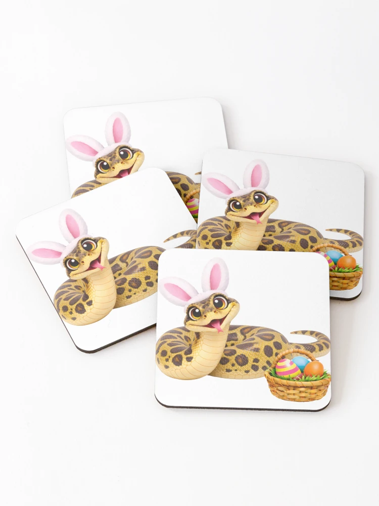 Thumbnail 1 of 5, Coasters (Set of 4), Sweet Python Easter designed and sold by Sillytoe.
