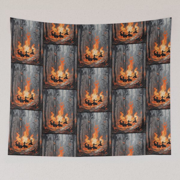 Item preview, Witch Ritual Bonfire Dance Impressionist Oil Painting designed and sold by Dong37xLacAamM.