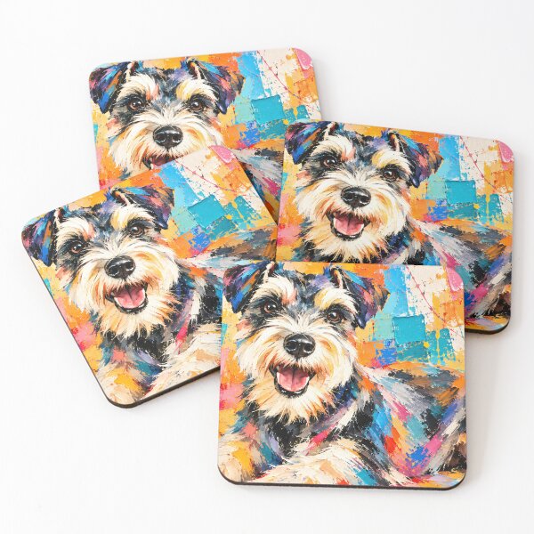 Artikelvorschau, Fröhlicher Schnauzer – Farbenfrohes Hundeporträt im Impasto-Stil entworfen und verkauft von shrolts.