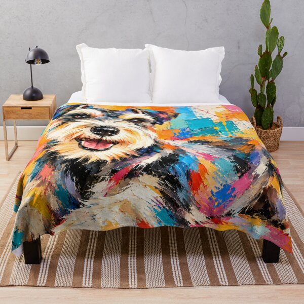 Item preview, Schnauzer feliz: retrato de perro colorido al estilo impasto. designed and sold by shrolts.