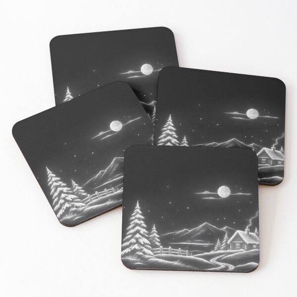 Item preview, White Chalk Winter Cabin Under Moonlight designed and sold by optimusprime39.