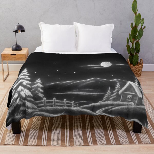Item preview, White Chalk Winter Cabin Under Moonlight designed and sold by optimusprime39.