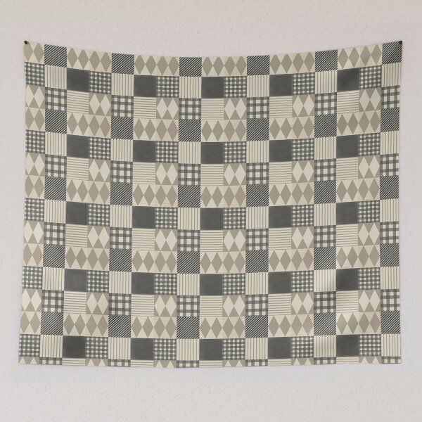 Item preview, Neutral Geometric Grid - Warm Taupe & Charcoal Plaid Patchwork designed and sold by mstouten.