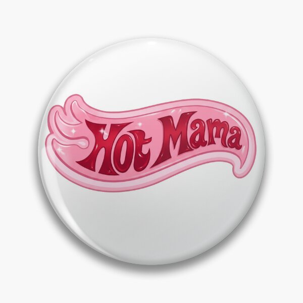 Item preview, Pink Retro Hot Mama Flame Badge Illustration designed and sold by EmberlitPublish.