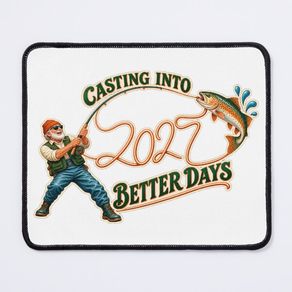 Item preview, Casting Into Better Days Fishing New Year 2027 designed and sold by RAX Mirth Studio.