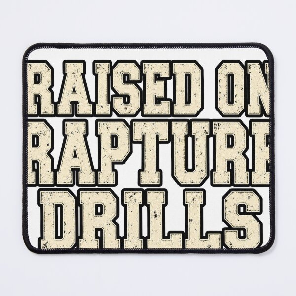Item preview, Raised on Rapture Drills Vintage Text Funny Church Shirt designed and sold by GloryandFame.