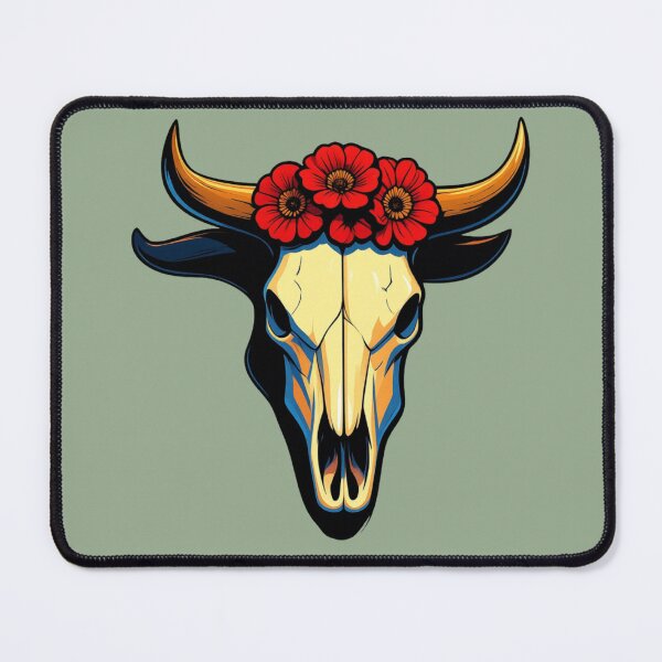 Item preview, Stylized Cattle Skull with Red Flowers  designed and sold by oh-bi-me.