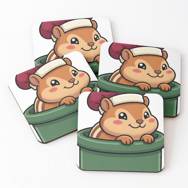 Item preview, Cute Chipmunk Baker in a Pine Green Flour Crock designed and sold by pumsquare.