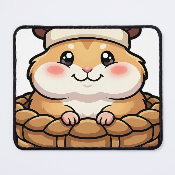 Item preview, Cute Hamster Baker in a Woven Willow Bread Basket designed and sold by pumsquare.