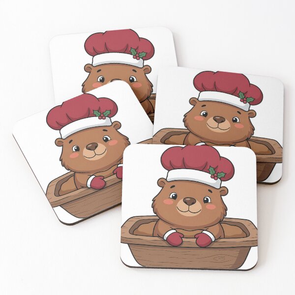Artikelvorschau, Niedlicher Biberbäcker in einem hölzernen Teigtrog zu Weihnachten entworfen und verkauft von pumsquare.