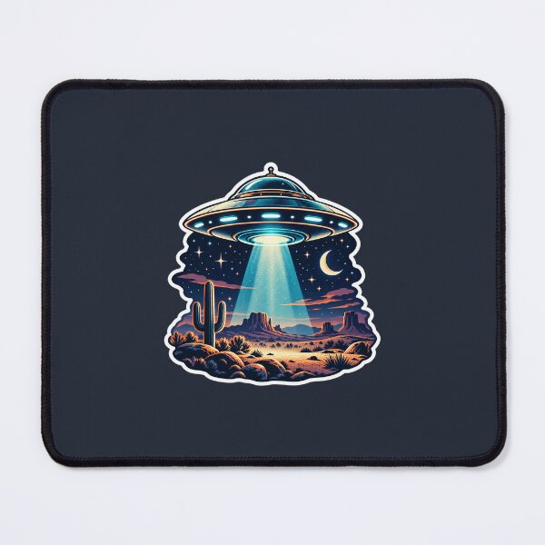 Item preview, Retro Desert UFO Night – Flying Saucer Sci-Fi Illustration designed and sold by novadawy.