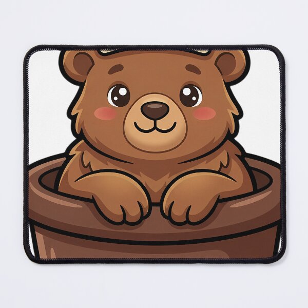 Item preview, Cute Brown Bear Cub Baker in a Cocoa Stoneware Pudding Mould designed and sold by pumsquare.