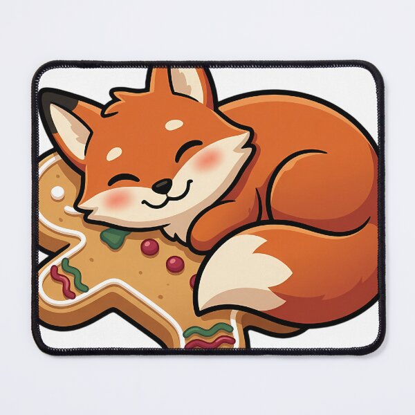 Item preview, Cute Red Fox Curled on a Giant Gingerbread Man Cookie designed and sold by pumsquare.