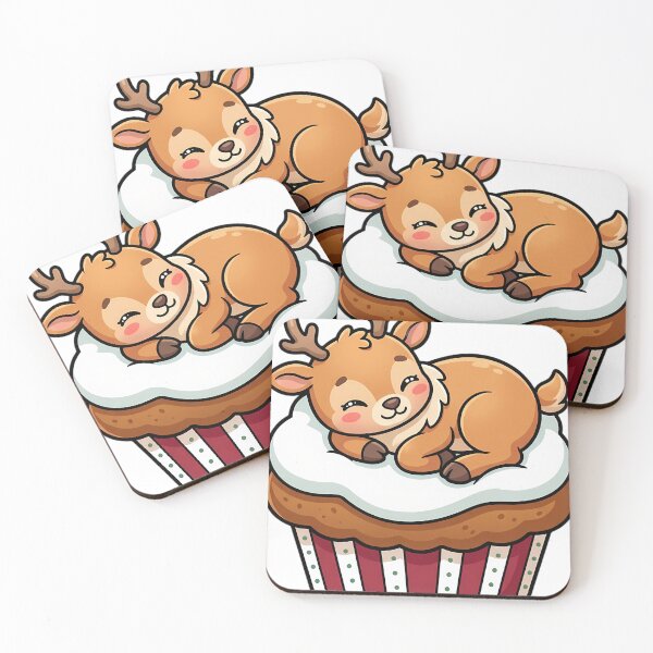 Item preview, Cute Reindeer Calf Curled on a Giant Frosted Cupcake designed and sold by pumsquare.