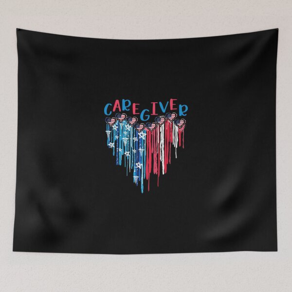 Item preview, Patriotic Caregiver Flag Heart Drip Painting designed and sold by DarenKutch65.