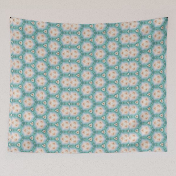 Item preview, Seafoam Sand Hexagonal Tile Pattern Mandala - Throw Pillow designed and sold by ArithraStudio.